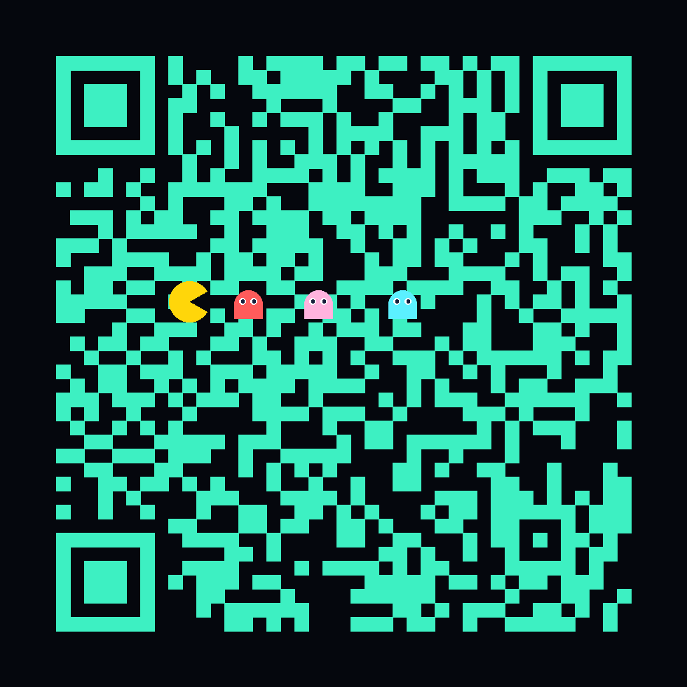 Pac-Man maze QR · scan to add WeChat lonbonewbe